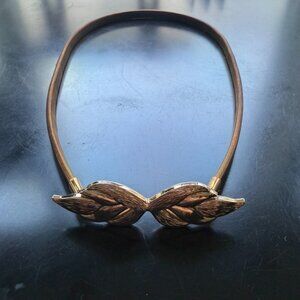 Gold-Plated Retro Metal Leaf Design Belt With Adjustable Stretch Fit